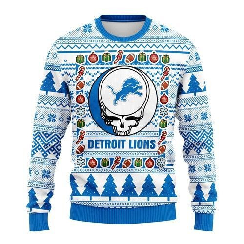 Detroit Lions Grateful Dead Ugly Christmas Sweater All Over Print
