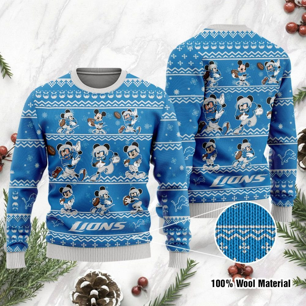 Detroit Lions Mickey Mouse Ugly Christmas Sweater Ugly Sweater Christmas