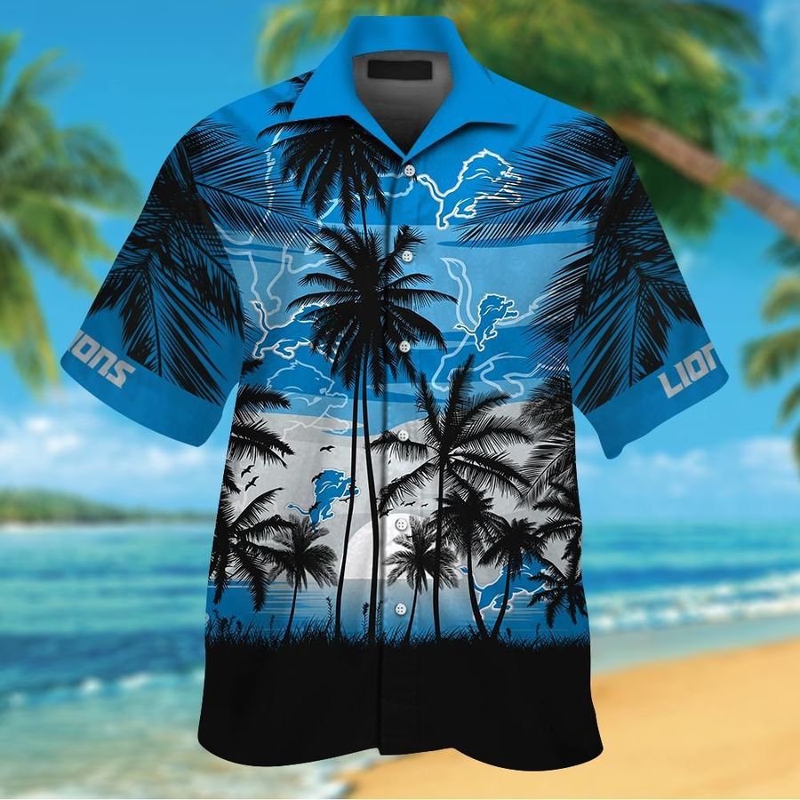 Detroit Lions Short Sleeve Button Up Tropical Aloha Hawaiian Shirts For Men Women Shirt