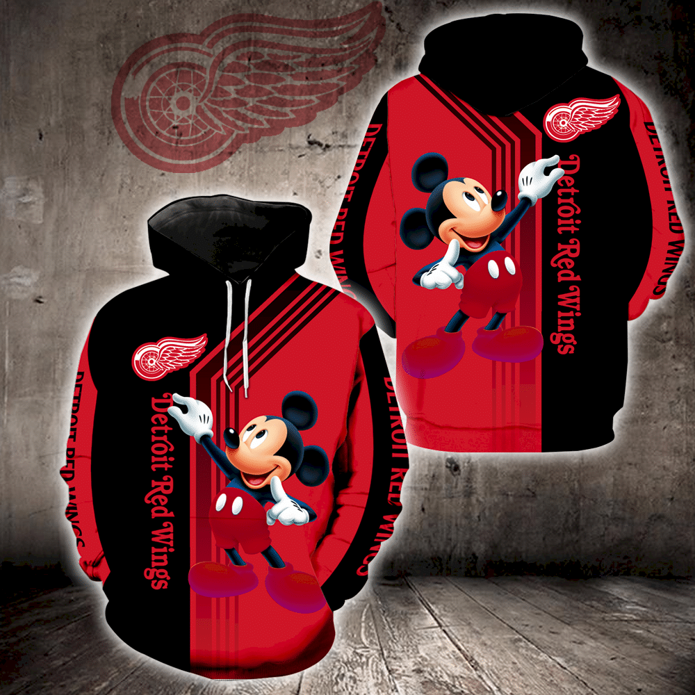 Detroit Red Wings Mickey Mouse Full Print V1541 Hoodie