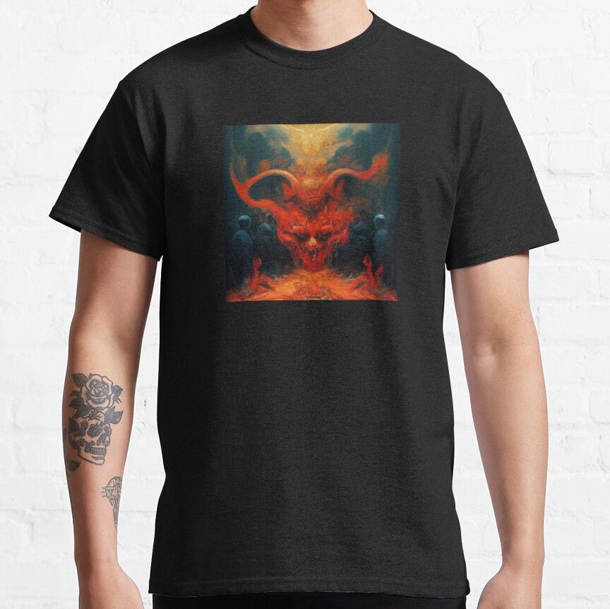 Devil on hell vector art Classic T-Shirt