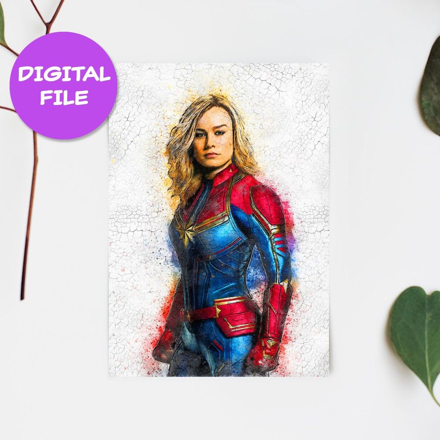 DIGITAL DOWNLOAD - Captain Marvel Print, The Avengers Endgame Marvel Poster, Ms, Marvel Carol Danvers Superhero Abstract Painting Home Decor