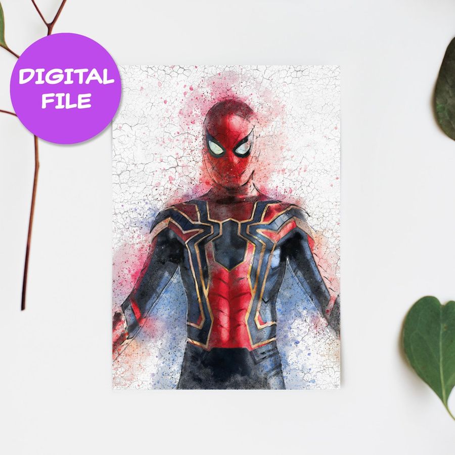 DIGITAL DOWNLOAD - Spider-Man Infinity War Art, Marvel Spiderman Painting,  Avengers Spider-Man Wall Poster, Tom