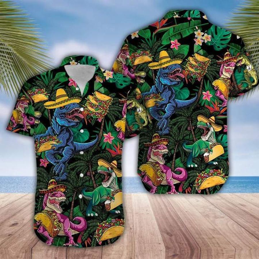 Dinosaur Love Tacos Summer Vibe Green Hawaiian Shirt Pre11568, Hawaiian shirt, beach shorts, One-Piece Swimsuit, Polo shirt, funny shirts