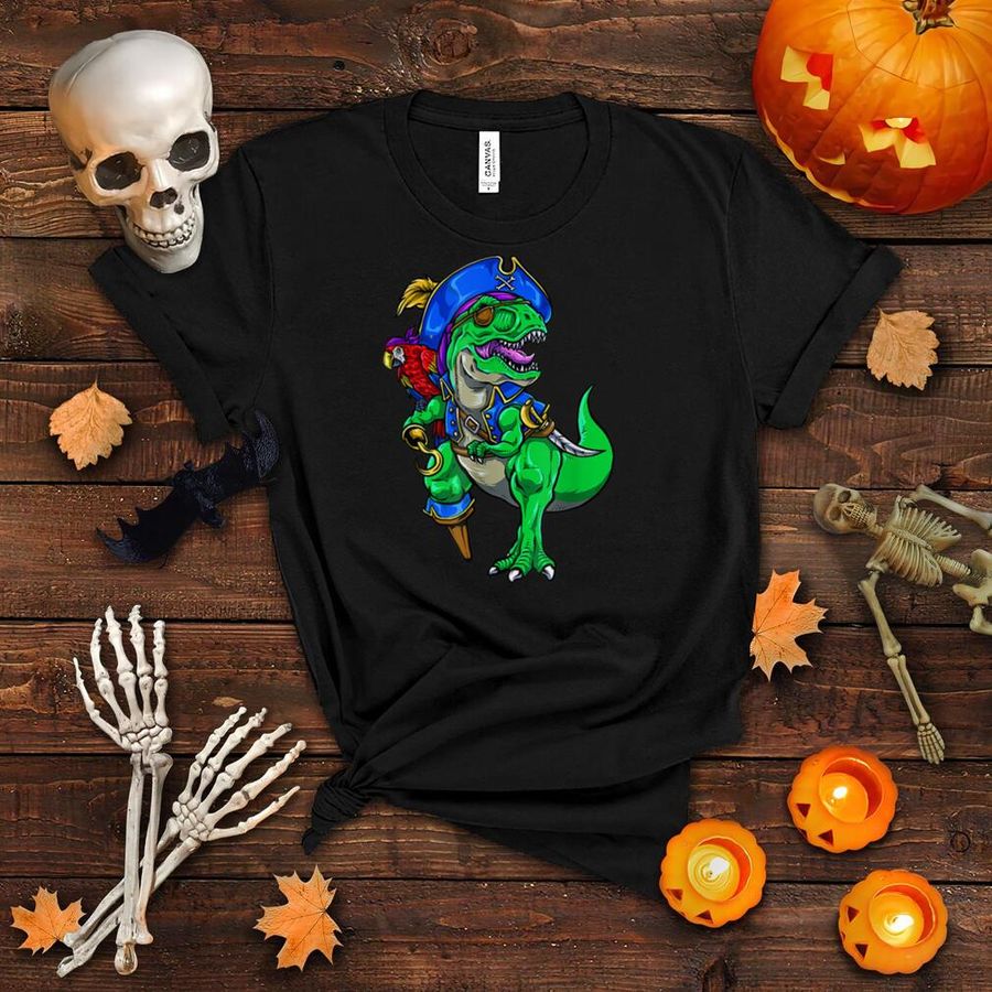 Dinosaur T Rex Pirate Jolly Roger Halloween Costume T Shirt