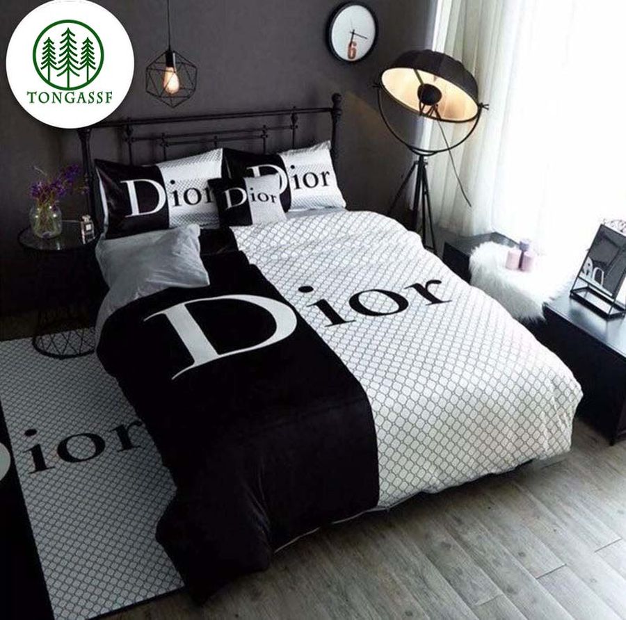 Dior luxury brand black and white bedding set