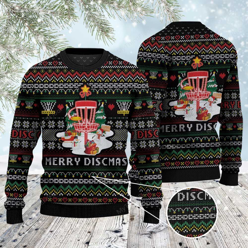 Disc Golf Lovers Gift Merry Discmas All Over Print 3D Ugly Sweater
