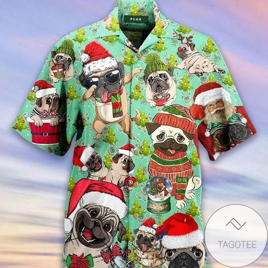 Discover Cool Happy Santa Pug In Christmas Days Authentic Hawaiian Shirt 2022s
