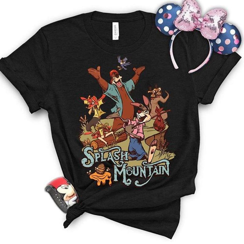 Disney Fans Splash Mountain Merchandise Plunges Into Magic Kingdom Brer Bear And Brer Fox Black T Shirt Men And Women S-6XL Cotton