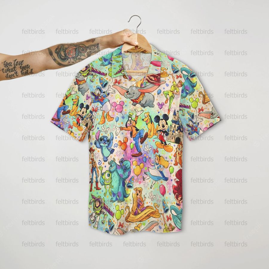 Disney World Mickey Stitch Ohana 2022 Summer Button Up Summer Trip Aloha Hawaii Shirt
