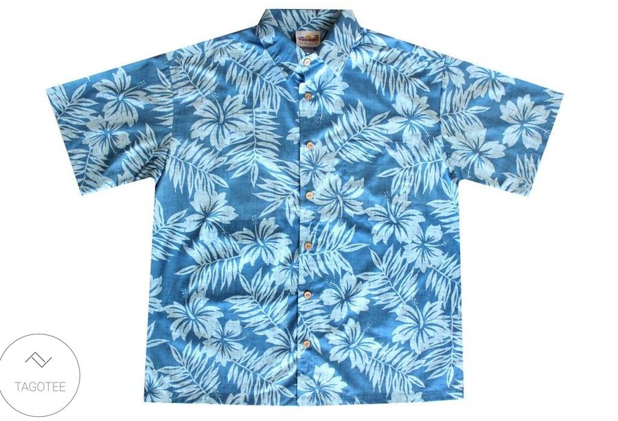 Distressed Blue Hawaiian Flowers Shirt