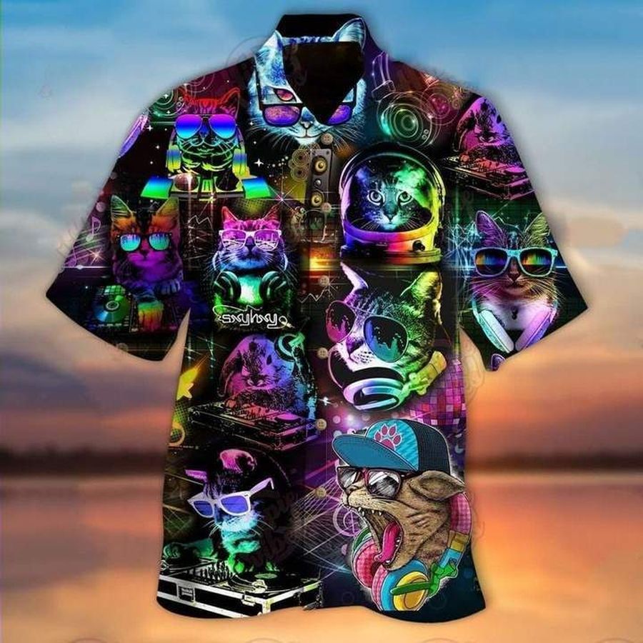 Dj Disco Cats Hawaiian Shirt Pre10255, Hawaiian shirt, beach shorts, One-Piece Swimsuit, Polo shirt, funny shirts, gift shirts, Graphic Tee