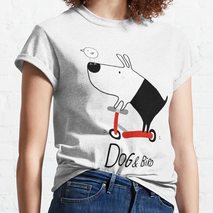 Dog and Bird riding a scooter Classic T-Shirt