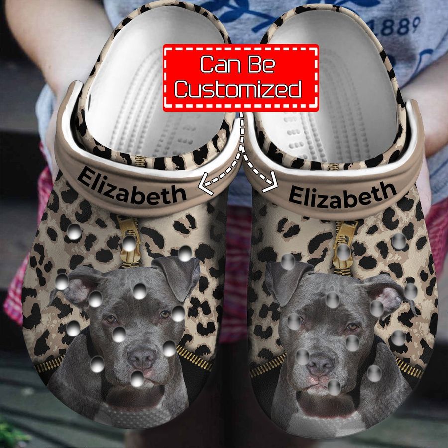 Dog Crocs - Pitbull Lovers Personalized Clogs Shoes With Leopard Pattern