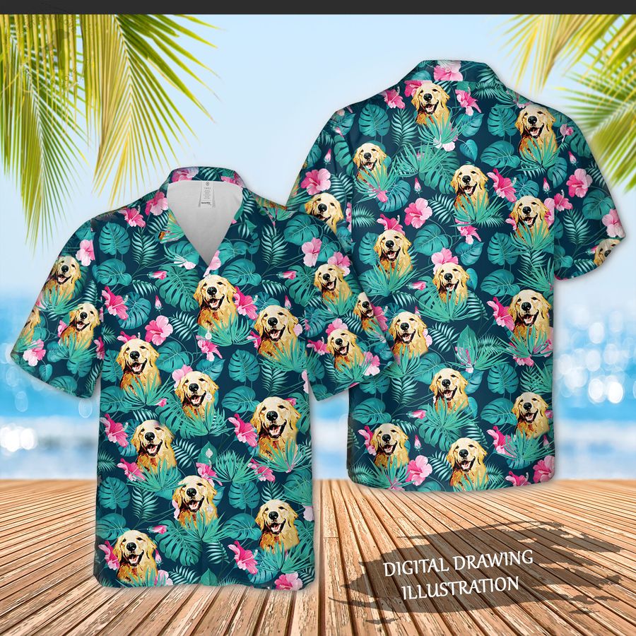 Dog Personalized Hawaiian Shirt Men, Short Sleeve Hawaiian Aloha Shirt, Hawaii Style,  Hawaii Honeymoon Shirt, Meaningful Birthday Presents
