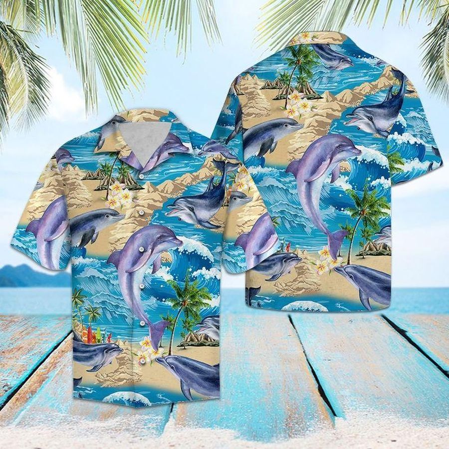 Dolphin Hawaiian Shirt Pre11420, Hawaiian shirt, beach shorts, One-Piece Swimsuit, Polo shirt, funny shirts, gift shirts, Graphic Tee