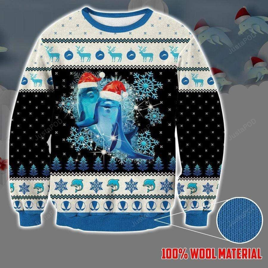 Dolphins Ugly Christmas Sweater All Over Print Sweatshirt Ugly Sweater