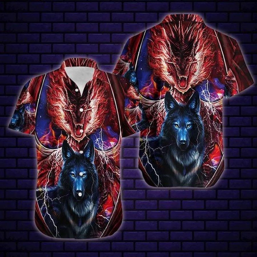 Dragon And Wolf Fantastic Hawaiian Shirt Pre13255, Hawaiian shirt, beach shorts, One-Piece Swimsuit, Polo shirt, funny shirts, gift shirts