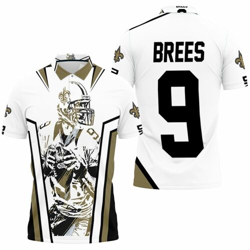 Drew Brees New Orleans Saints Watercolor White Background Polo Shirt Model A25110 All Over Print Shirt 3d T-shirt
