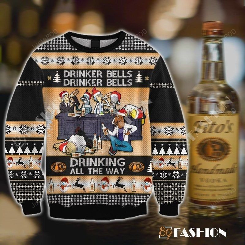 Drinker Bells Rick And Morty Titos Vodka Ugly Sweater Ugly