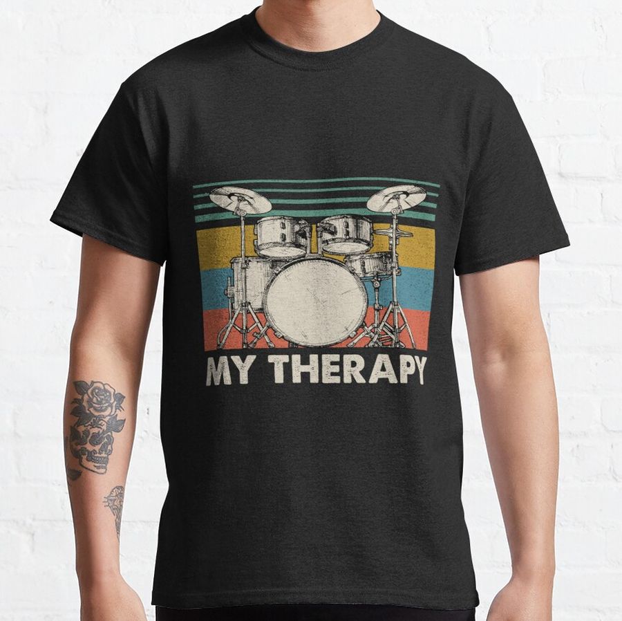 Drum Lover Set My Therapy Vintage Drummer Drumming Classic T-Shirt