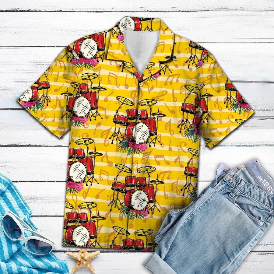 Drum Set Hawaiian Shirt Pre10838, Hawaiian shirt, beach shorts, One-Piece Swimsuit, Polo shirt, funny shirts, gift shirts, Graphic Tee