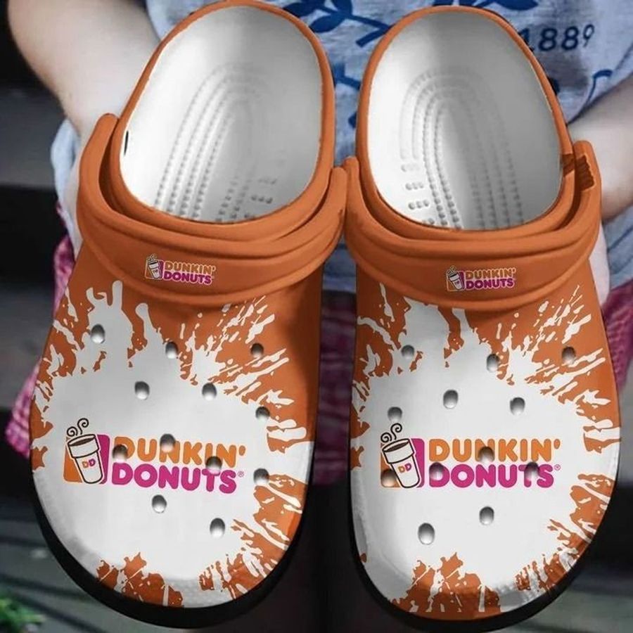 Dunkin Donuts On Orange Pattern Crocs Crocband Clog Comfortable Water Shoes