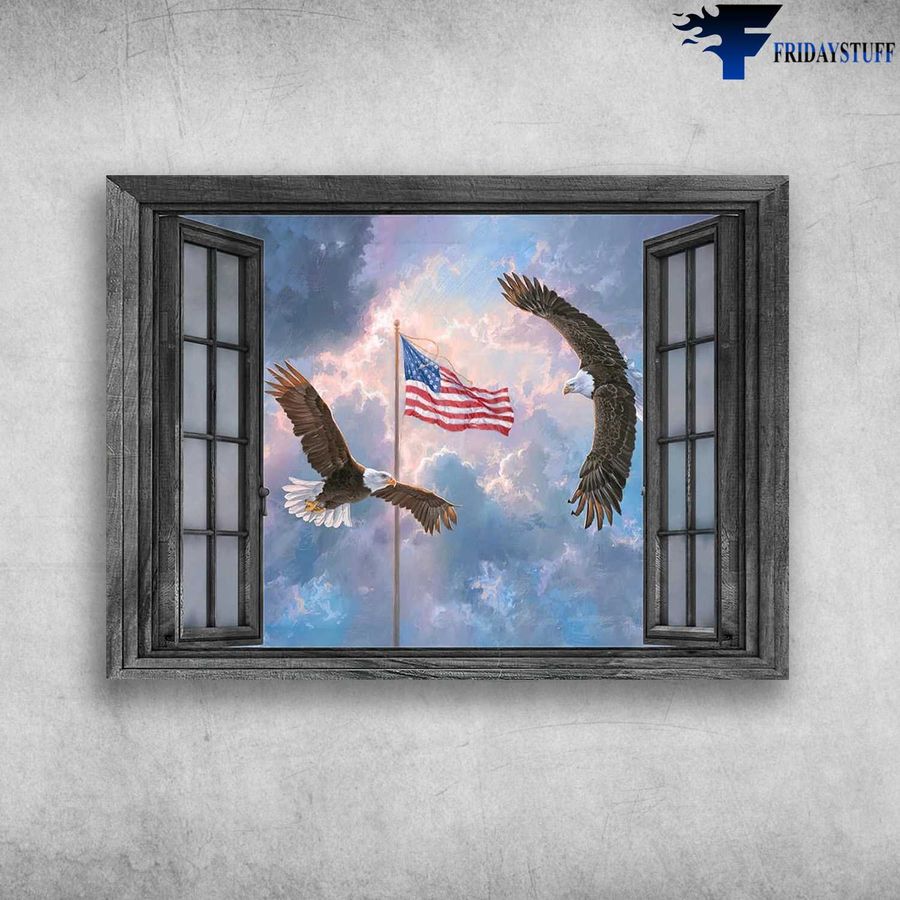 Eagle America, America Flag Window