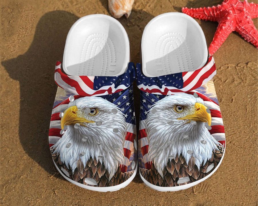 Eagle America Flag Independence Us Day For Men And Women Gift For Fan Classic Water Rubber Crocs Crocband Clogs, Comfy Footwear