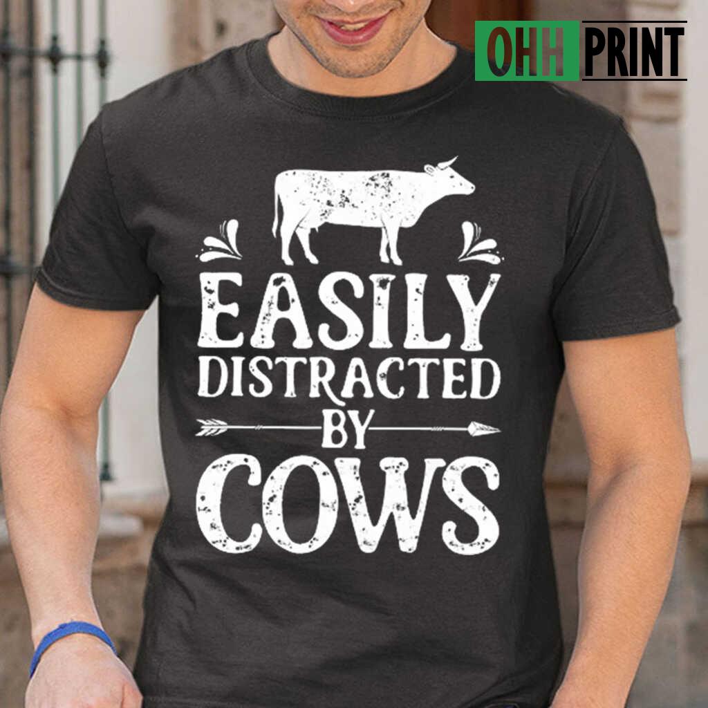 Easily Distracted By Cows T-shirts Black