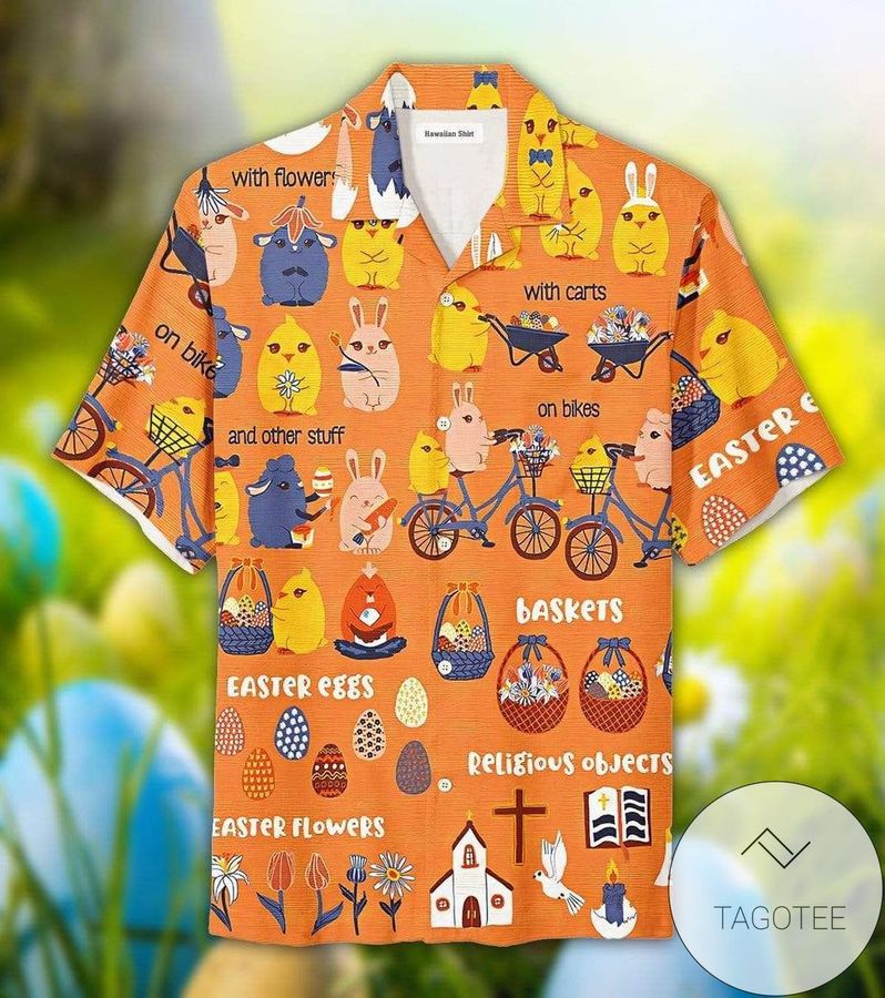 Easter Day Bunny Ride A Bicycle Cute Hawaiian Aloha Shirts