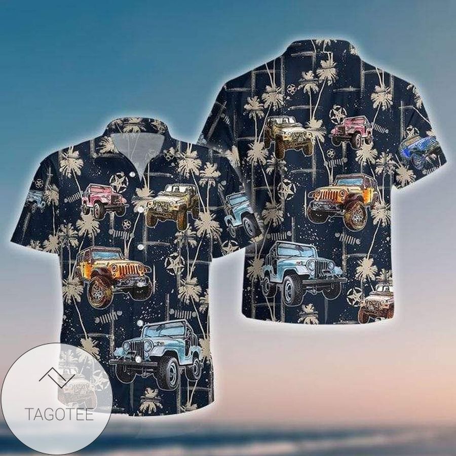 Eat Sleep And Jeep Tropical Black Hawaiian Aloha Shirts