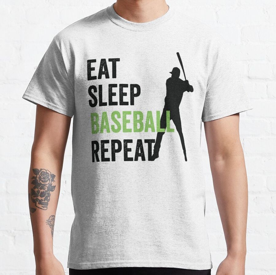 Eat Sleep Baseball Repeat - Black Green Classic T-Shirt