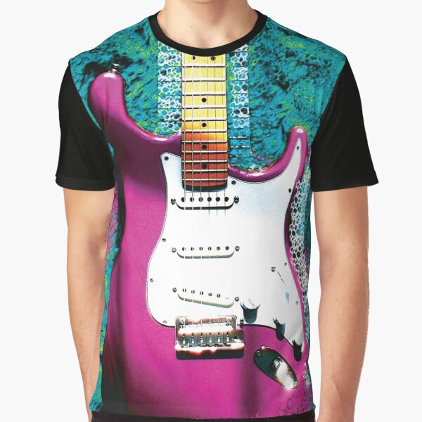 Electric Guitar Foaming Pink Graphic T-Shirt