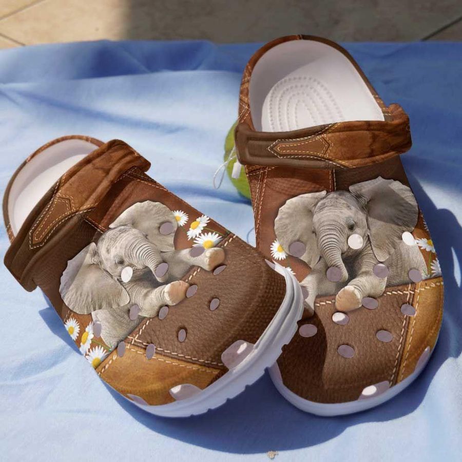 Elephant Clog Whitesole Baby Elephant And Daisy Crocs Crocband Clog