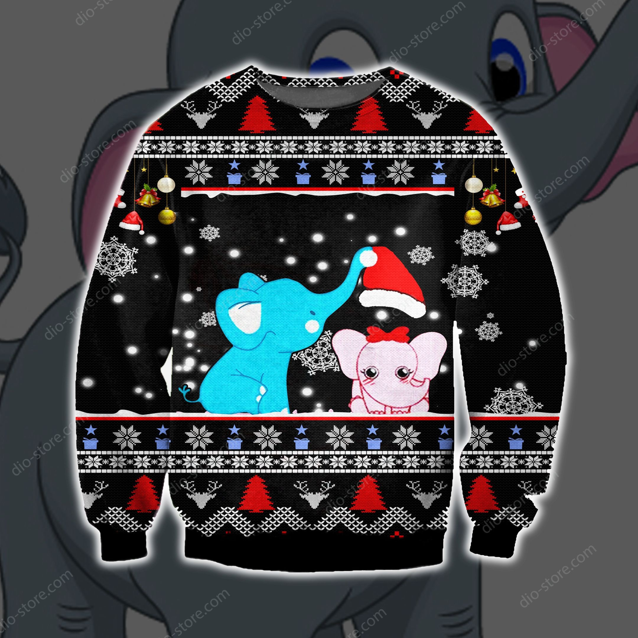 Elephant Merry Christmas Ugly Christmas Sweater All Over Print Sweatshirt