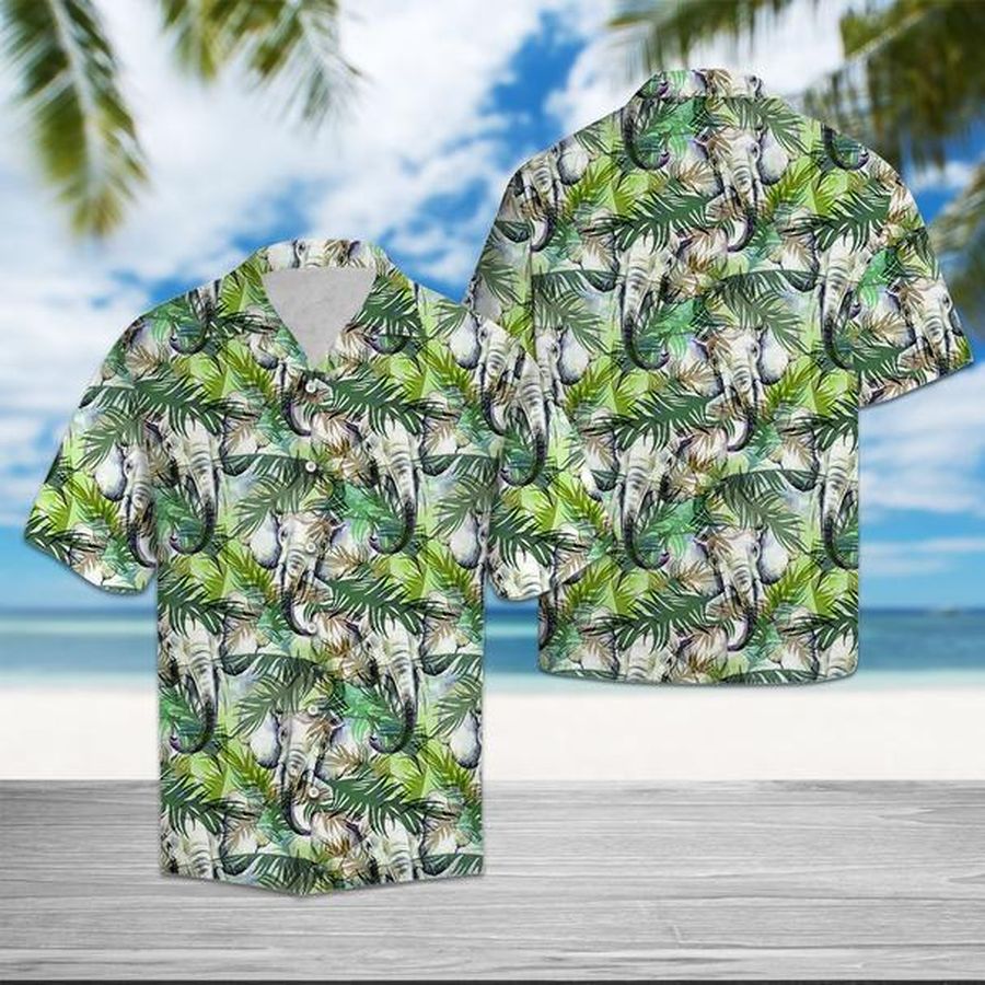 Elephant Tropical Palm Leaves Hawaiian Shirt Pre10559, Hawaiian shirt, beach shorts, One-Piece Swimsuit, Polo shirt, funny shirts, gift shirts