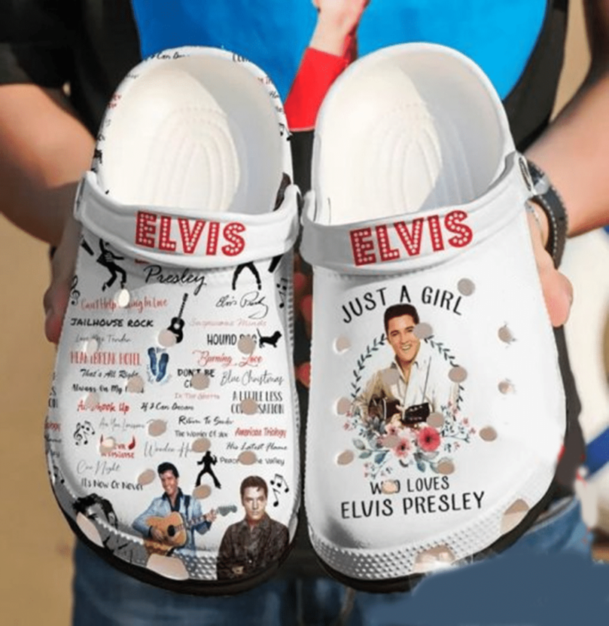 Elvis Presley Crocs Crocband Clogs, Comfy Footwear, Shoes.png