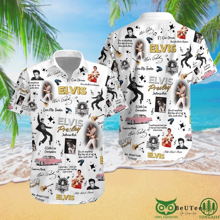 Elvis Presley Famous Songs Name White Hawaiian Shirt