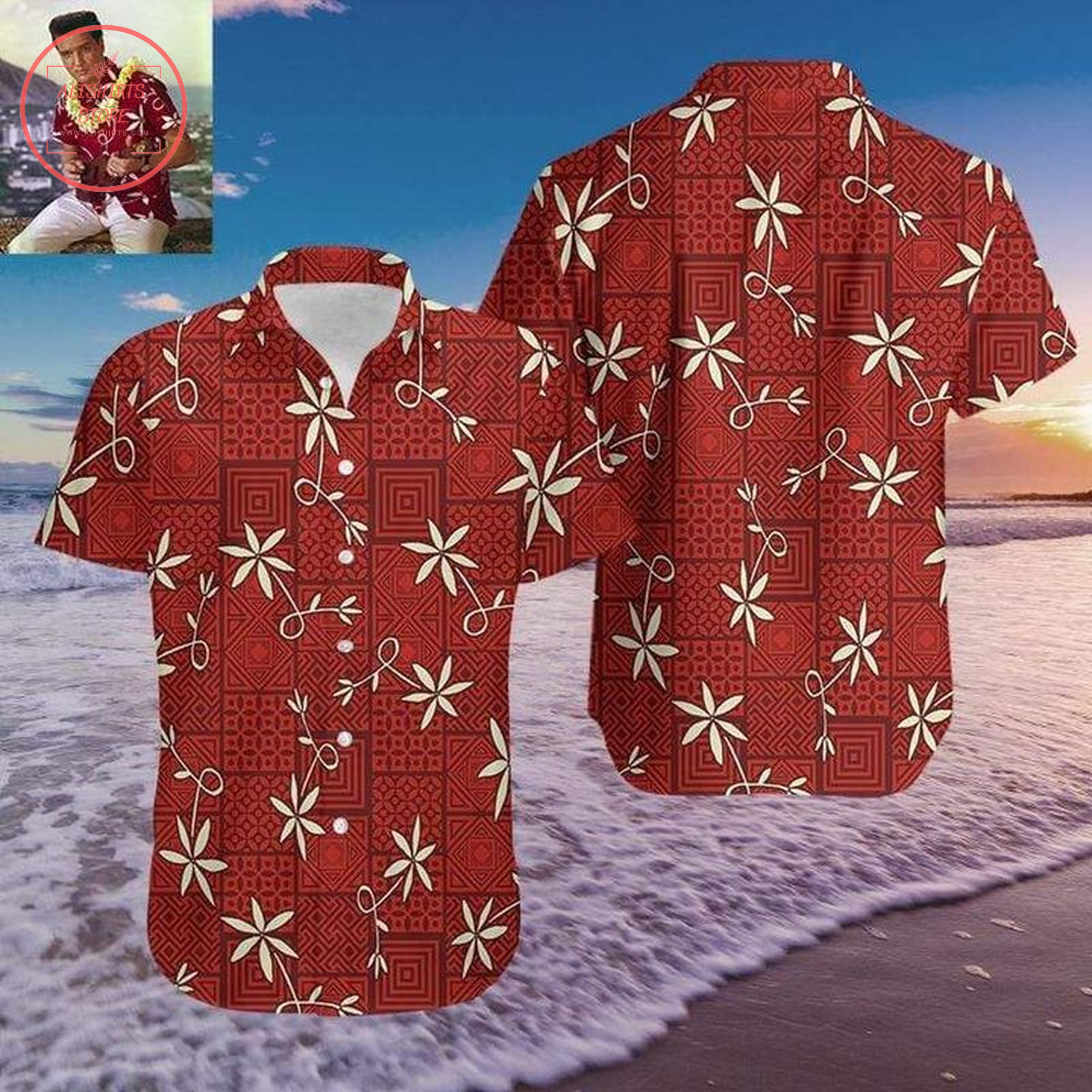 Elvis Presley Vintage Red Hawaiian Shirts