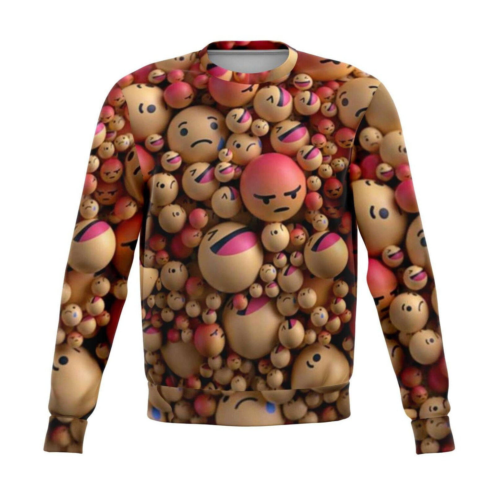 Emoji Fever Ugly Christmas Sweater All Over Print Sweatshirt Ugly