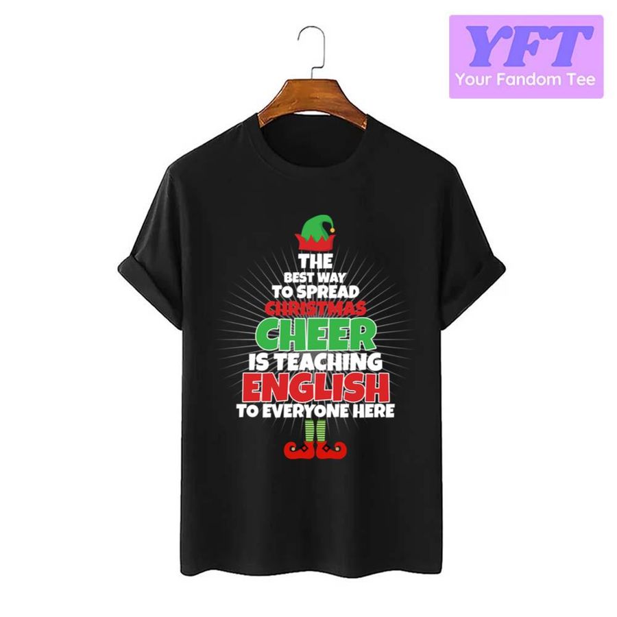 English Teacher Christmas Funny Pine Tree Design Unisex T-Shirt