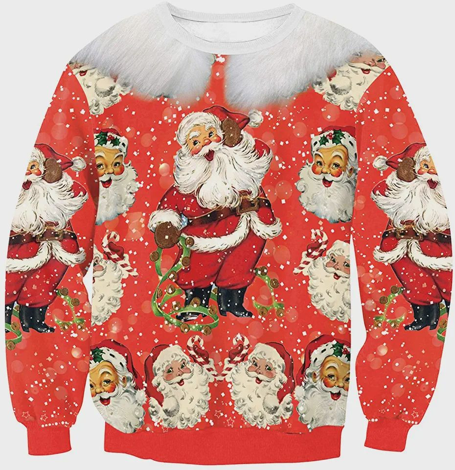 Enlachic Santa Claus Ugly Christmas Sweater All Over Print Sweatshirt