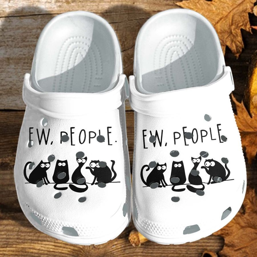 Ew People Black Cat Custom Crocs Shoes Clogs Funny - Anime Cat Meme Outdoor Crocs Shoes Clogs Gifts For Men Women