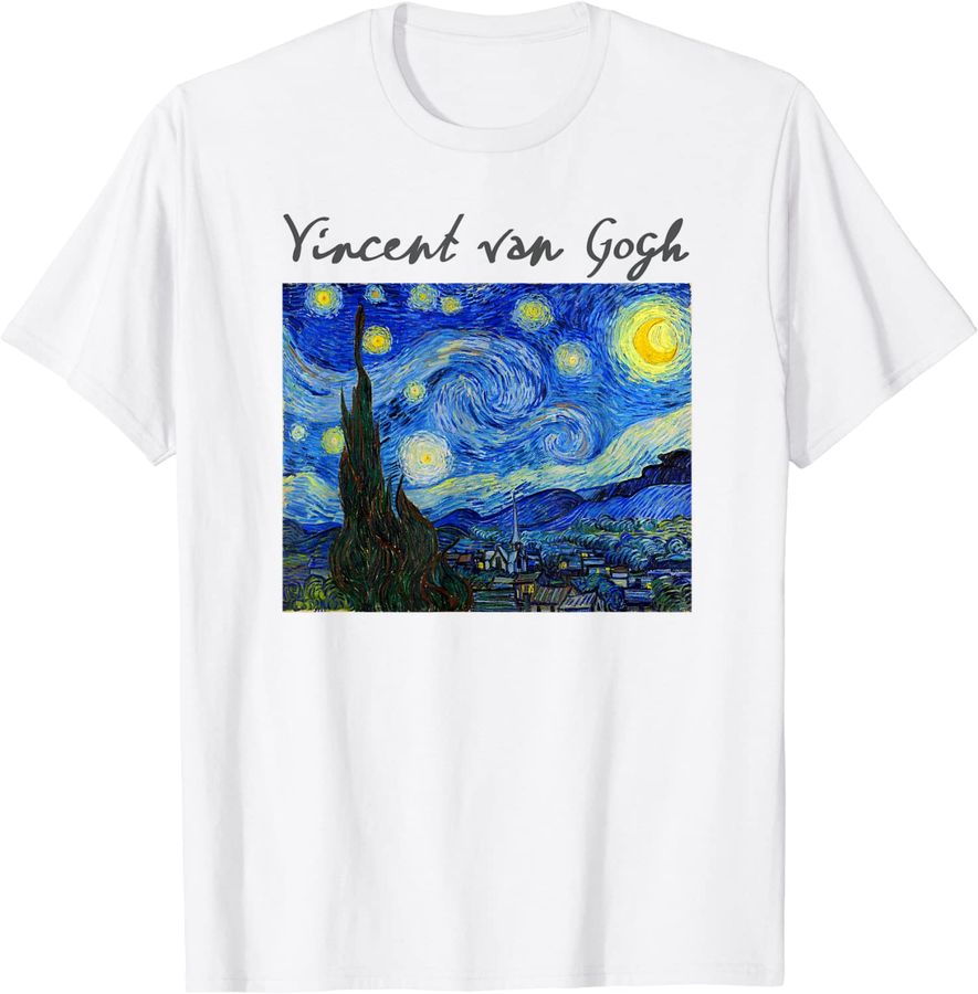 Famous Art Starry Night T-Shirt Artist Van Gogh Painting