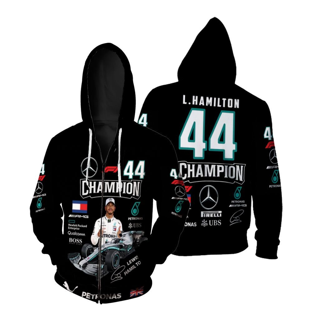 Fanart Design Formula 1 Lewis Hamilton Champlon Met 3d Zip Hoodie