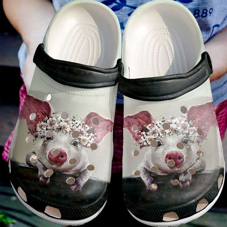 Farmer Pig Florals Sku 1846 Crocs Crocband Clog Comfortable For Mens Womens Classic Clog Water Shoes