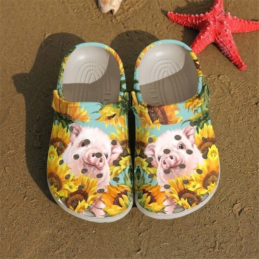 Farmer Sunflower Pig Sku 1850 Crocs Clog Shoes