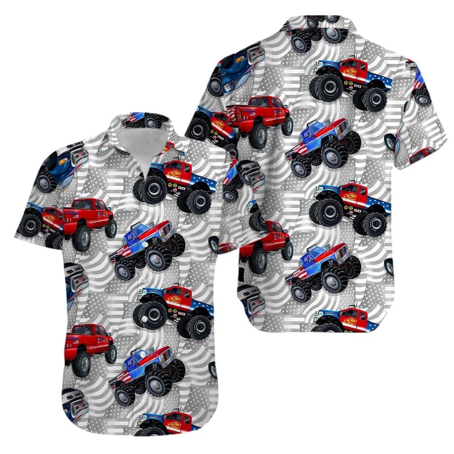 Fathers Day Gift Jeep Car American Flag Hawaiian Aloha Shirts