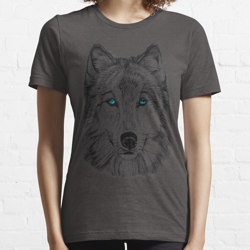 Fearless Eye Of The Wolf Face Print Black And White Graphic Essential T-Shirt